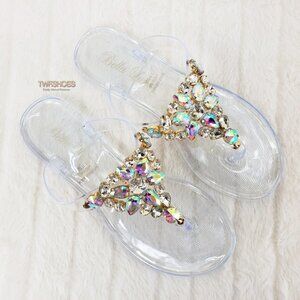Very Cool Rhinestone Jelly Summer Sandals Crystal Clear
